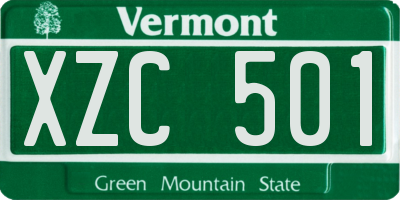 VT license plate XZC501