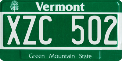 VT license plate XZC502