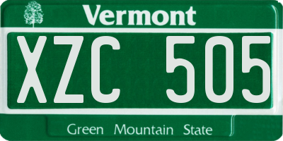 VT license plate XZC505