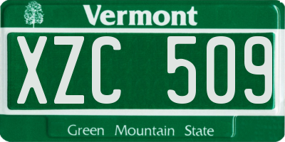 VT license plate XZC509
