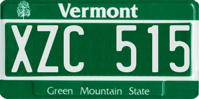 VT license plate XZC515