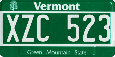VT license plate XZC523