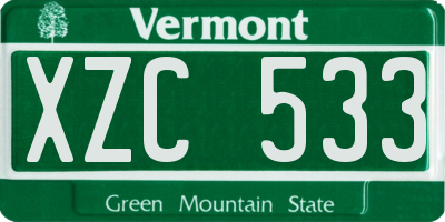 VT license plate XZC533
