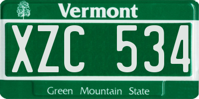 VT license plate XZC534