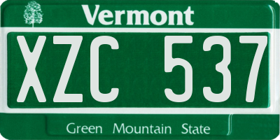 VT license plate XZC537