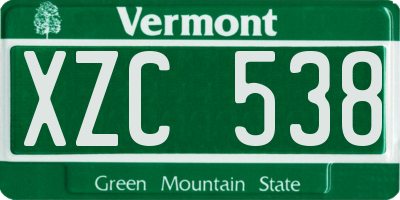 VT license plate XZC538