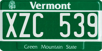 VT license plate XZC539