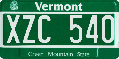 VT license plate XZC540