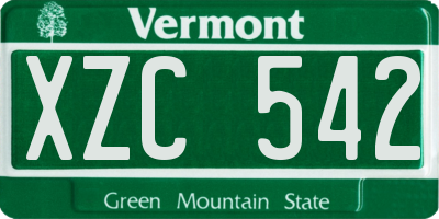 VT license plate XZC542
