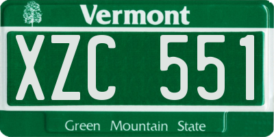 VT license plate XZC551