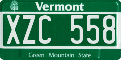 VT license plate XZC558