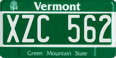 VT license plate XZC562