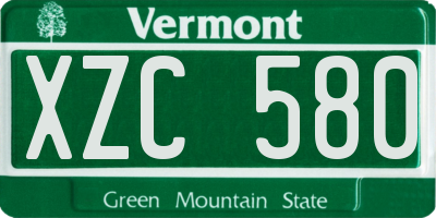 VT license plate XZC580