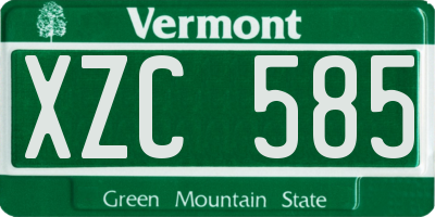 VT license plate XZC585