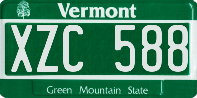 VT license plate XZC588