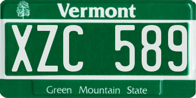 VT license plate XZC589