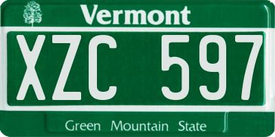 VT license plate XZC597