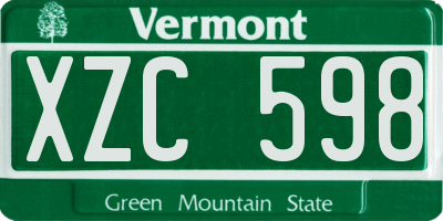 VT license plate XZC598