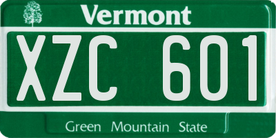 VT license plate XZC601