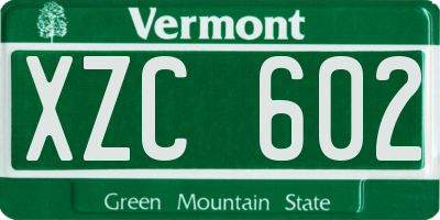 VT license plate XZC602