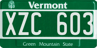 VT license plate XZC603
