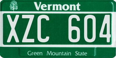 VT license plate XZC604