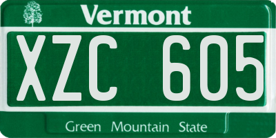 VT license plate XZC605
