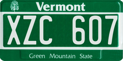 VT license plate XZC607