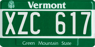 VT license plate XZC617