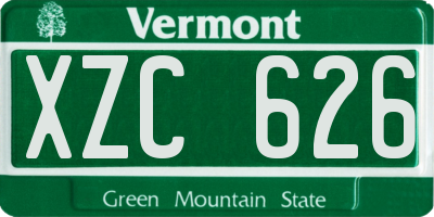 VT license plate XZC626