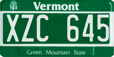 VT license plate XZC645