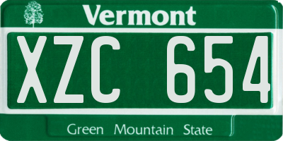 VT license plate XZC654