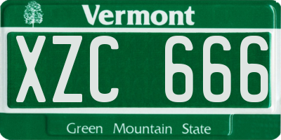 VT license plate XZC666