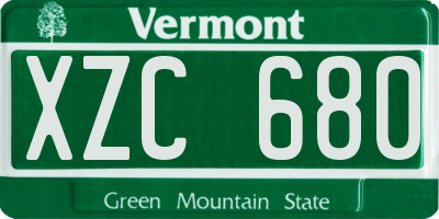 VT license plate XZC680