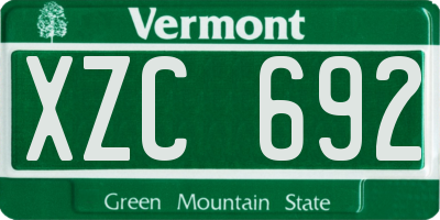 VT license plate XZC692