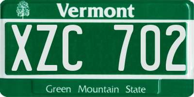 VT license plate XZC702
