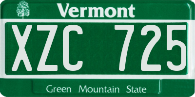 VT license plate XZC725
