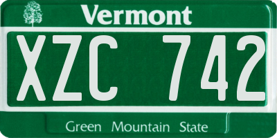 VT license plate XZC742