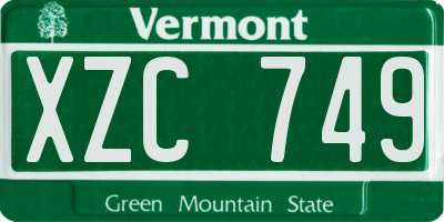 VT license plate XZC749