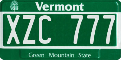 VT license plate XZC777