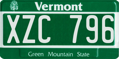 VT license plate XZC796