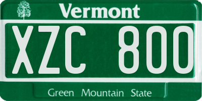 VT license plate XZC800