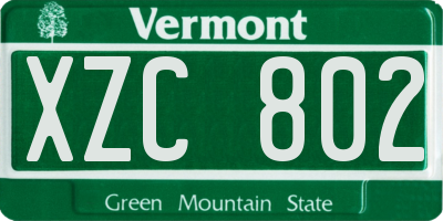 VT license plate XZC802