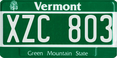 VT license plate XZC803