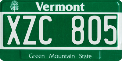 VT license plate XZC805
