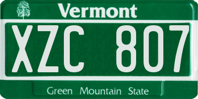 VT license plate XZC807