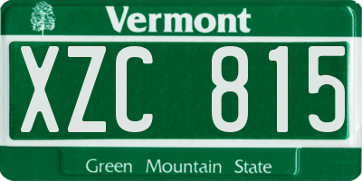 VT license plate XZC815
