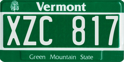 VT license plate XZC817