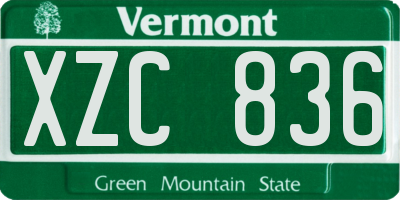 VT license plate XZC836