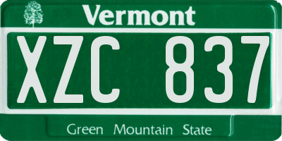 VT license plate XZC837